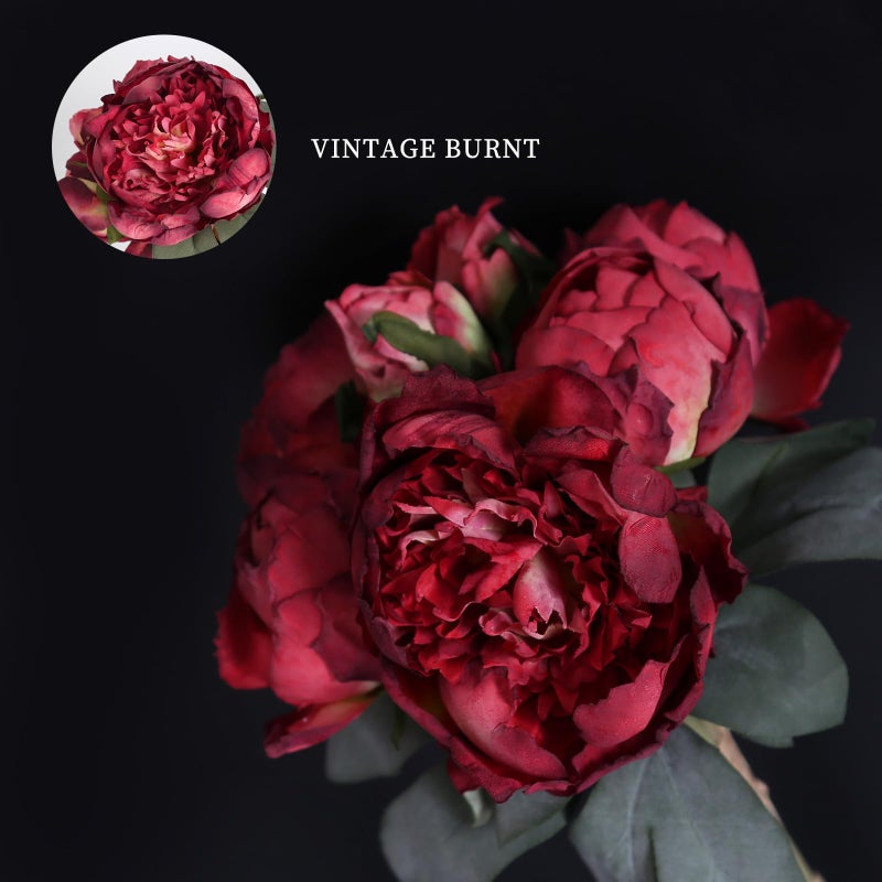 ICBOX 2 Bouquets Red Peonies Silk Flowers 14Heads Faux Peony Flowers Red Fake Peonies Flowers Artificial for Decorations for Wedding Bouquets Bridal Shower Decorations Home Office Party Decor - Image 2