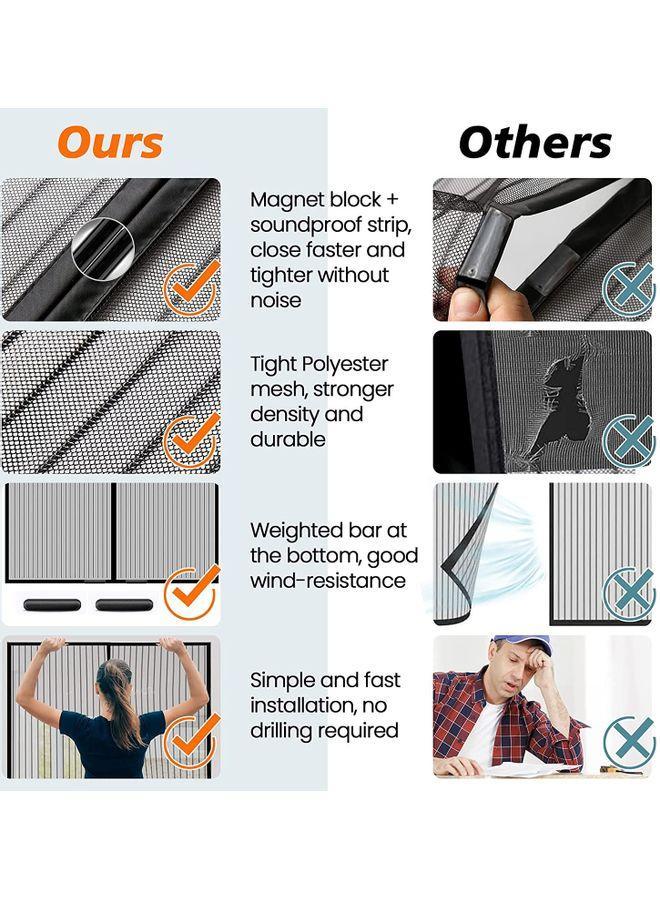 Generic Magnetic Closure Heavy Duty Mesh Screen Doors With Magnets Multicolor 100x210cm  - Image 4