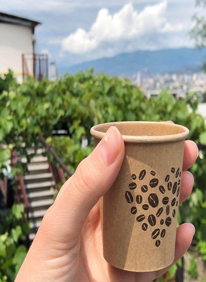 ECODESIGN-US Disposable Espresso Cups with Lids - 4 Oz - 50 Sets - Kraft Coffee Print - Small To Go Paper Cups with Tops for Home Office or Party - Image 2