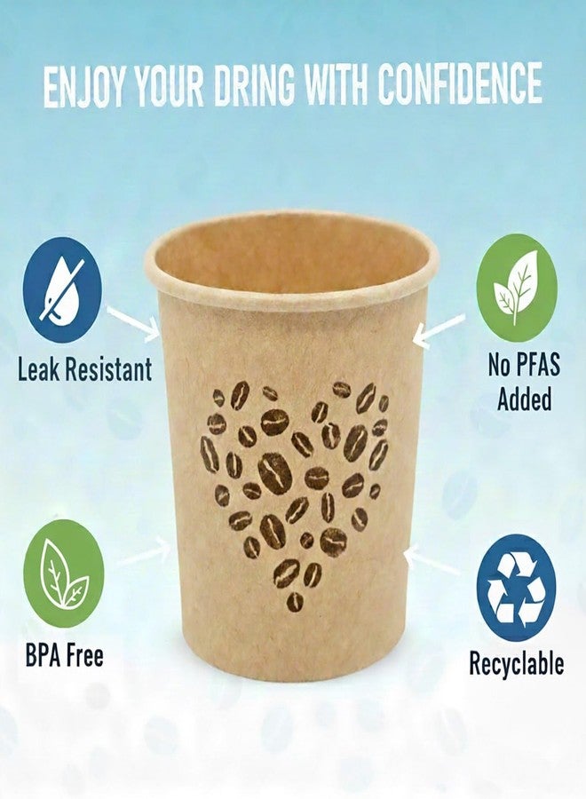 ECODESIGN-US Disposable Espresso Cups with Lids - 4 Oz - 50 Sets - Kraft Coffee Print - Small To Go Paper Cups with Tops for Home Office or Party - Image 5