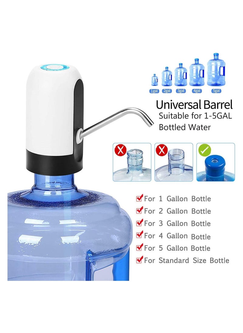 Gonice - Water Bottle Pump 5 Gallon Water Bottle Dispenser USB Charging Automatic Drinking Water Pump Portable Electric Water Dispenser Water Bottle Switch (White) - Image 1