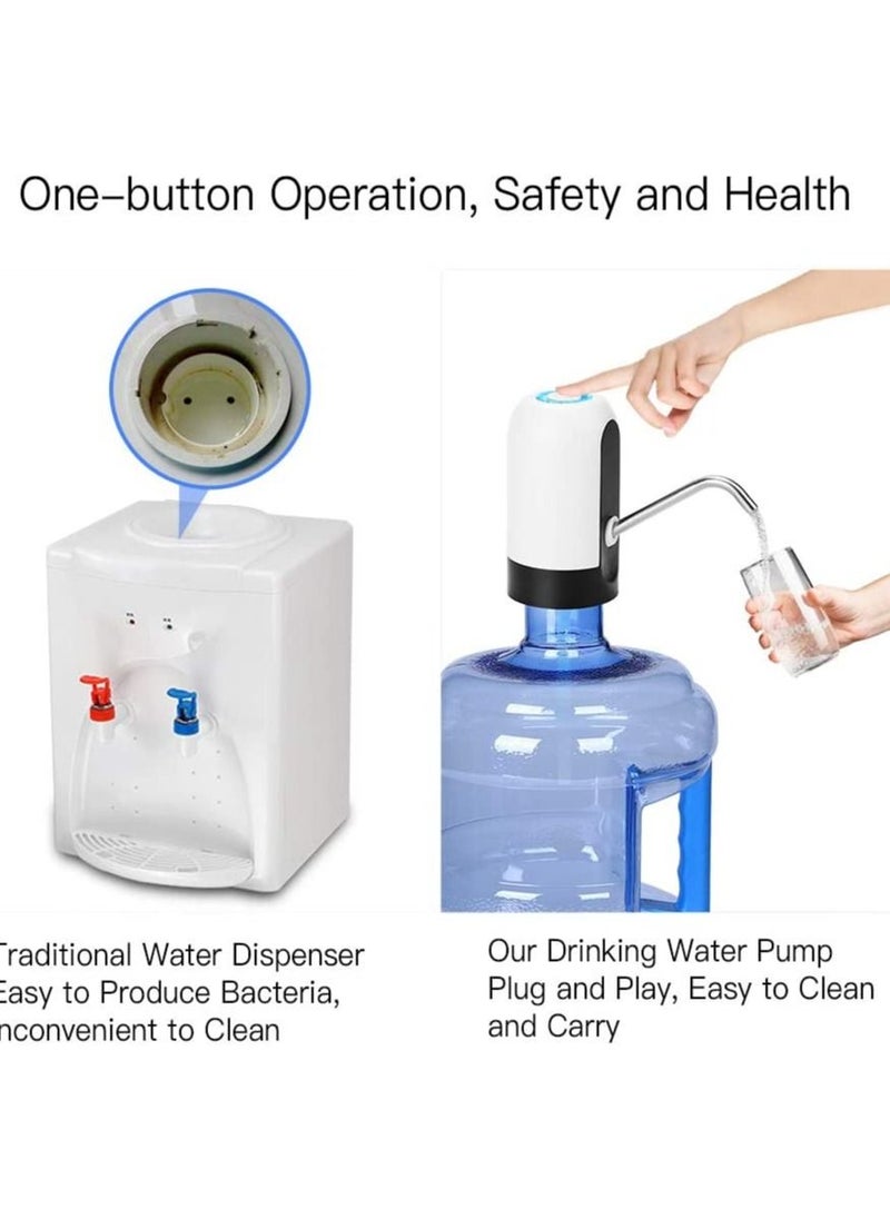 Gonice - Water Bottle Pump 5 Gallon Water Bottle Dispenser USB Charging Automatic Drinking Water Pump Portable Electric Water Dispenser Water Bottle Switch (White) - Image 1