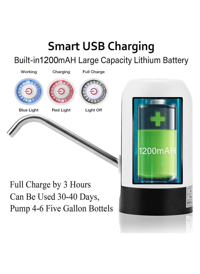 Gonice - Water Bottle Pump 5 Gallon Water Bottle Dispenser USB Charging Automatic Drinking Water Pump Portable Electric Water Dispenser Water Bottle Switch (White) - Image 1