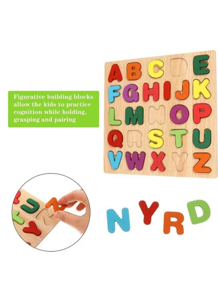 Generic Yohelly Wooden Puzzles for Toddlers, Alphabet, Numbers, and ABC Name Shape Wooden Puzzles, Educational Puzzle Toys for Toddlers, 3-in-1 Montessori Puzzles for Kids.  - Image 3