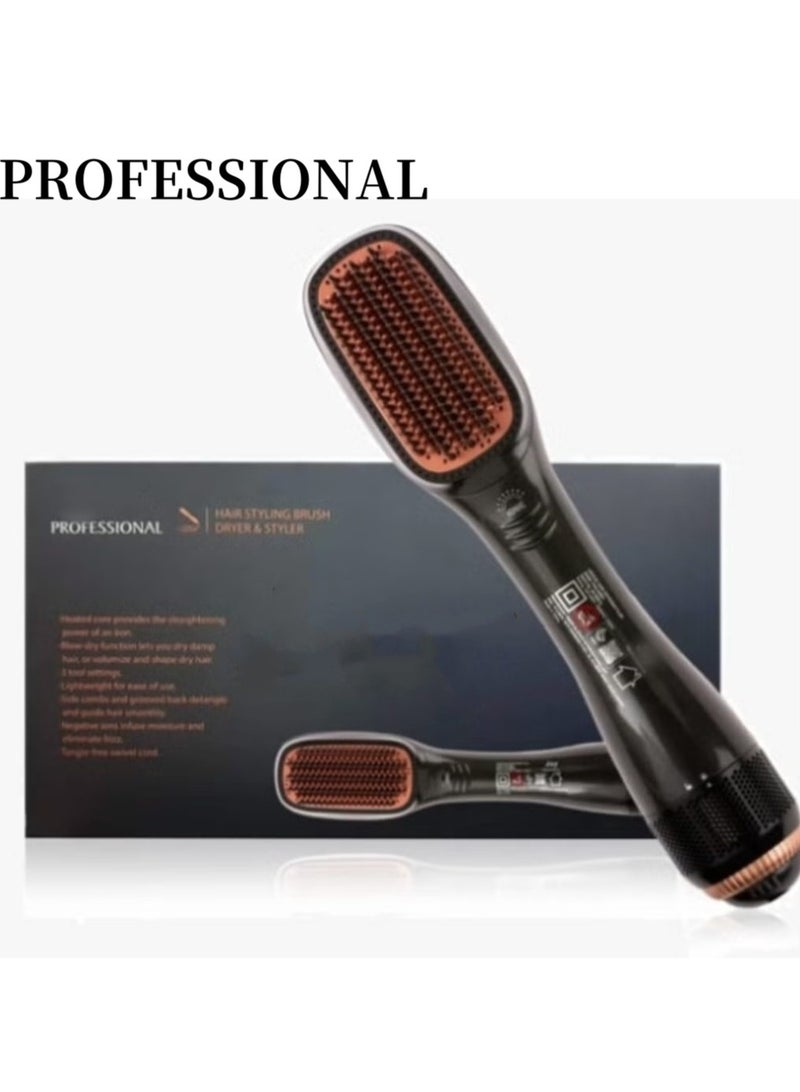 بروفيشنال مجفف سيراميك احترافي 2 في 1 ومصفف الشعر أسود - Image 1