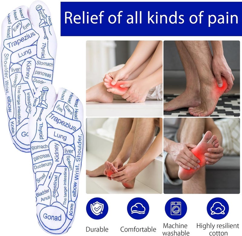 KLIFFOO Reflexology Socks With Trigger Point Massage Tool, Foot Pain Relief and Acupressure Massager for Women, Chart of Both Sole and Instep 1 Pair, Multi - Image 5