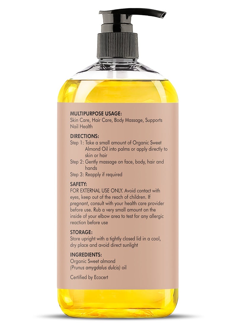 Majestic Pure Organic Almond Body Oil | 236 ML Large | 100% Pure & Natural Cold Pressed Oil Sweet Almond Oil for Skin, Face, Nails, Hair, Scalp & Massage |  - Image 5