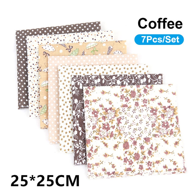7Pcs/Set DIY Assorted Pattern Floral Printed Patchwork Cotton Fabric Cloth Sewing Quilting Cloth 250x250mm - Image 2