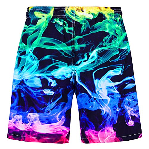 uideazone Boys Swim Trunks Size 10-12 Colorful Smoke Printed Grpahic Swim Shorts Bathing Suits for Kids Quick Dry Sun Protection Beach Board Shorts Swimwear - Image 4