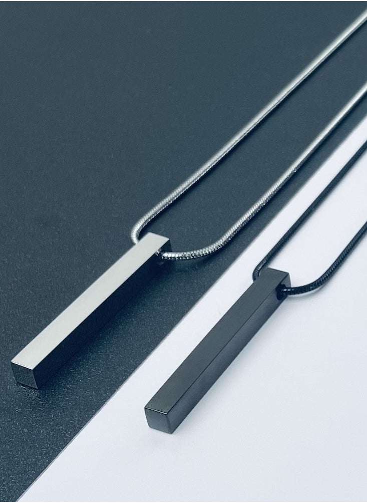 Premium Stainless Steel Vertical Bar Pendant with Snake Chain - Modern Minimalist Men's Necklace  - Image 5