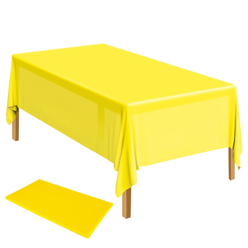 ELECLAND Plastic Table Cover  137 x 274 cm Yellow Rectangle Tablecloth for IndoorOutdoor Wedding Birthday Party Decorations