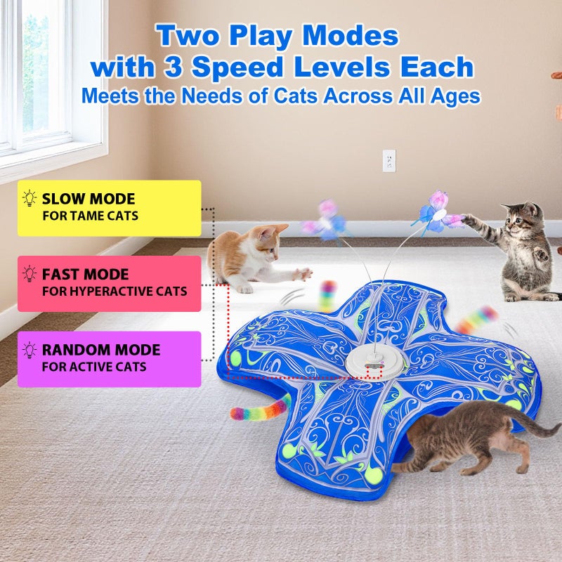 Qraxond Interactive Cat Toys for Indoor Cats,[Newly Upgraded] Rechargeable Touch Activated Hide and Seek Kitten Toys for Bored Indoor Adult Cats with Fluttering (Blue) - Image 4