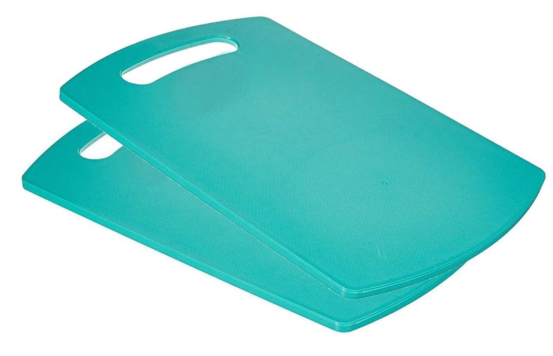 Kitchwish Kitchen Chopping Cutting Board with Handle Square Fruit Vegetable Cutting Board Plastic Cutting Board Pack of 2 Green - Image 1