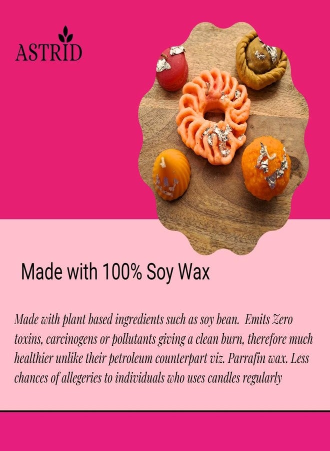 أستريد شموع أستريد للحلويات موداك، شمعة لادو - شمع الصويا الفاخر المعطر، غانيش تشاتورثي، ديوالي، نافراتري، هدايا مباركة، عبوة هدايا، عبوة من 5 قطع، زينة ديوالي (حلويات متنوعة (عبوة من خمس قطع)) - Image 4