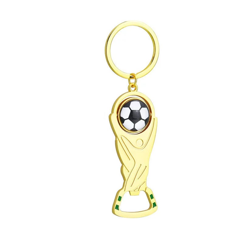 قفل مفاتيح منفتح زجاجات لكأس العالم: مقاس 11.4 × 3.2 سم مصنوع من سبائك الزنك والألومنيوم المتينة - تذكار مخصص متعدد الوظائف لعشاق كرة القدم لكأس العالم 2026 والاستخدام اليومي - Image 1