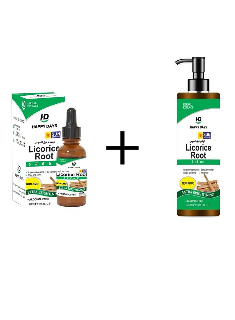 HAPPY DAYS LICORICE ROOT LOTION 500 ML + LICORICE ROOT SERUM 30 ML  - Image 1