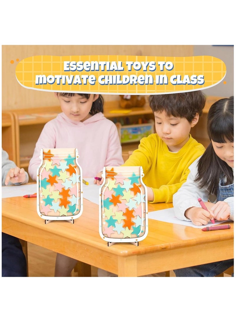 Excefore - Stars Reward Jar for Kids, star Jar Reward System, Incentive Jar for Classroom, Magnetic Class Chore Bulletin Board Behavior Jar Classroom Management Tool (Magnets Included) - Image 1