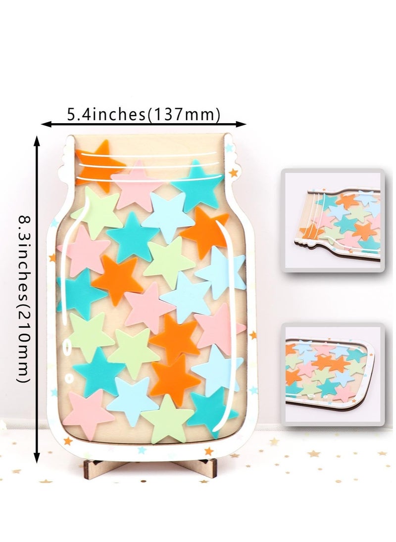 Excefore - Stars Reward Jar for Kids, star Jar Reward System, Incentive Jar for Classroom, Magnetic Class Chore Bulletin Board Behavior Jar Classroom Management Tool (Magnets Included) - Image 1