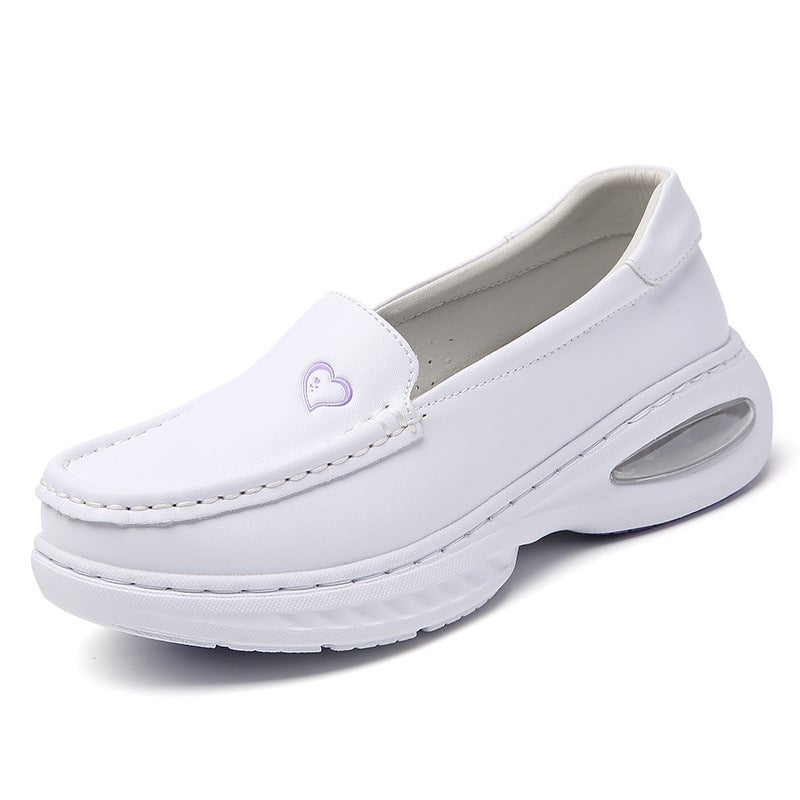 Goods A Generation Of Nurse Shoes Leather Air Cushion Soft Bottom Non-Slip Breathable White Thick Bottom Work Shoes Women - Image 1