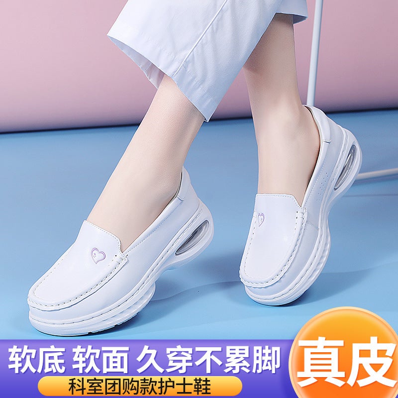 Goods A Generation Of Nurse Shoes Leather Air Cushion Soft Bottom Non-Slip Breathable White Thick Bottom Work Shoes Women - Image 3