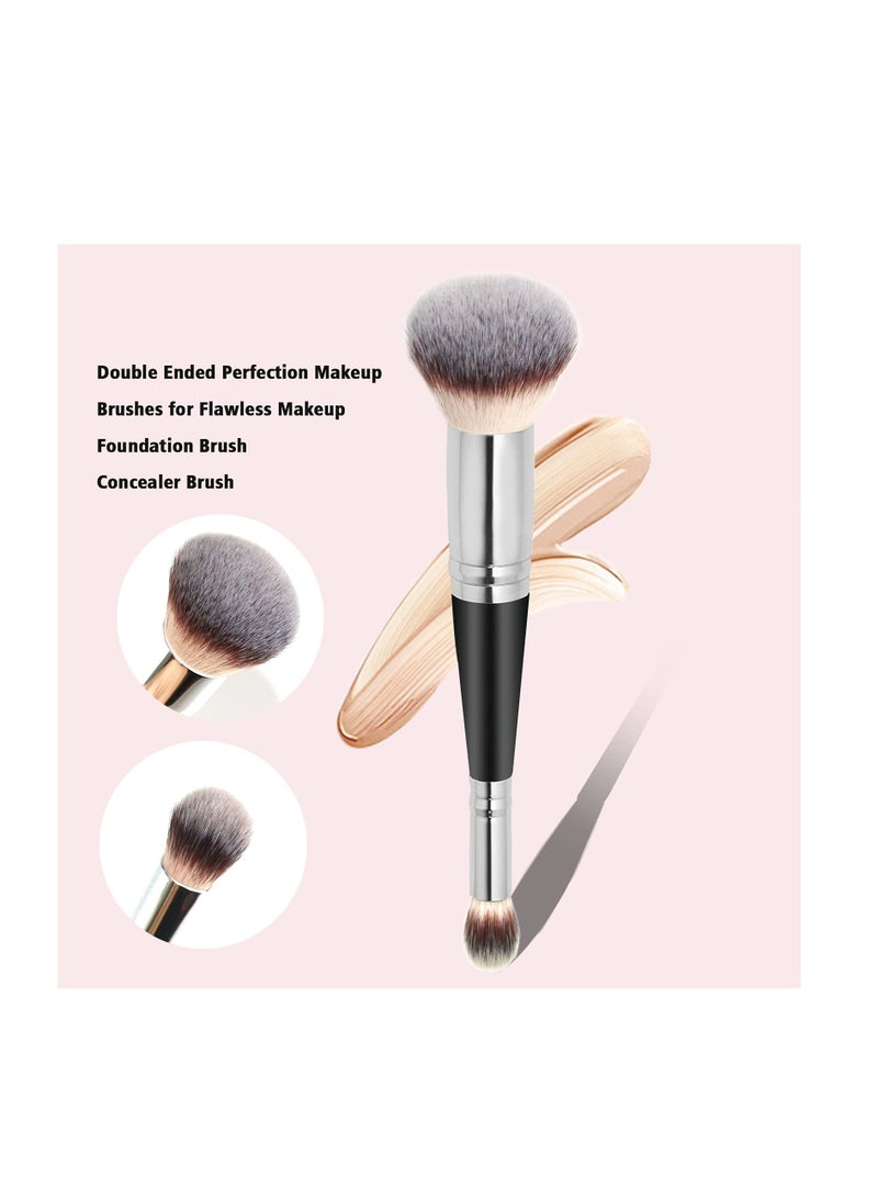 KASTWAVE 2Pcs Makeup Brushes Dual-ended Foundation Brush Concealer Perfect Any Look Premium Luxe Hair Rounded Taperd Flawless Ideal for Liquid Cream Powder Blending Buffing - Image 2