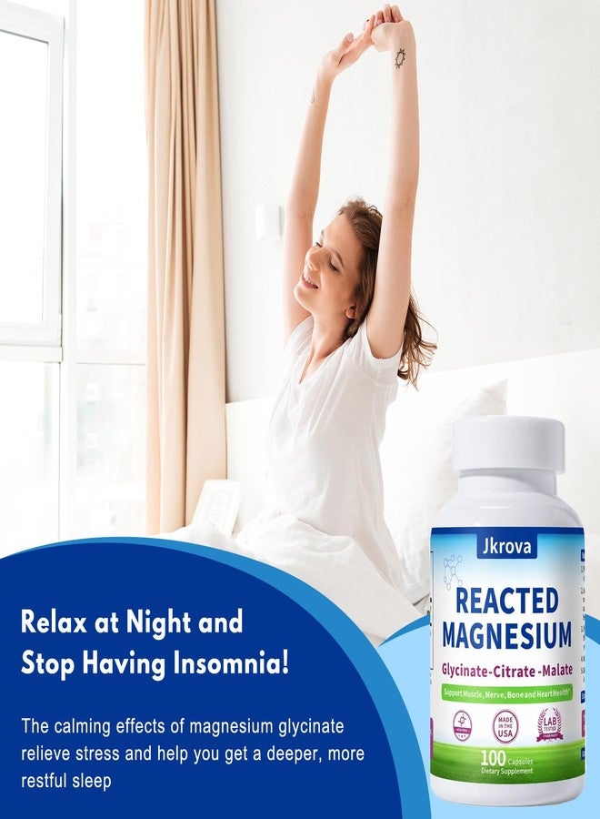 Jkrova Reacted Magnesium & Potassium - High Absorption Magnesium Supplement with Magnesium Citrate, Glycinate, Malate - Supports Sleep, Muscles, Heart Health - 100 Capsules - Image 3