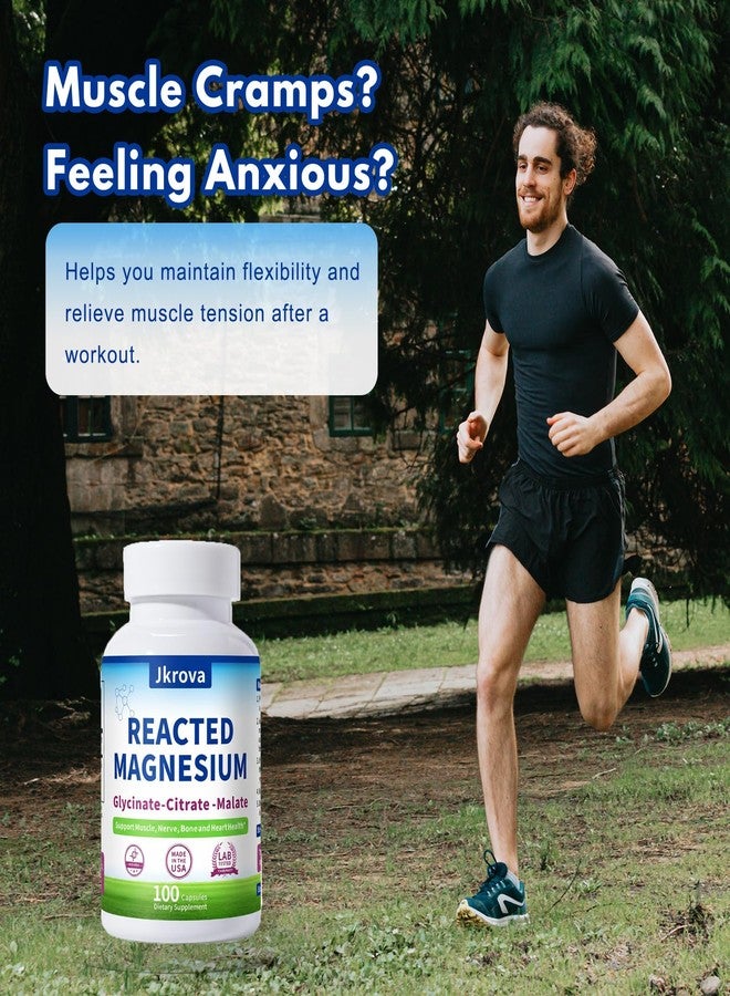 Jkrova Reacted Magnesium & Potassium - High Absorption Magnesium Supplement with Magnesium Citrate, Glycinate, Malate - Supports Sleep, Muscles, Heart Health - 100 Capsules - Image 4