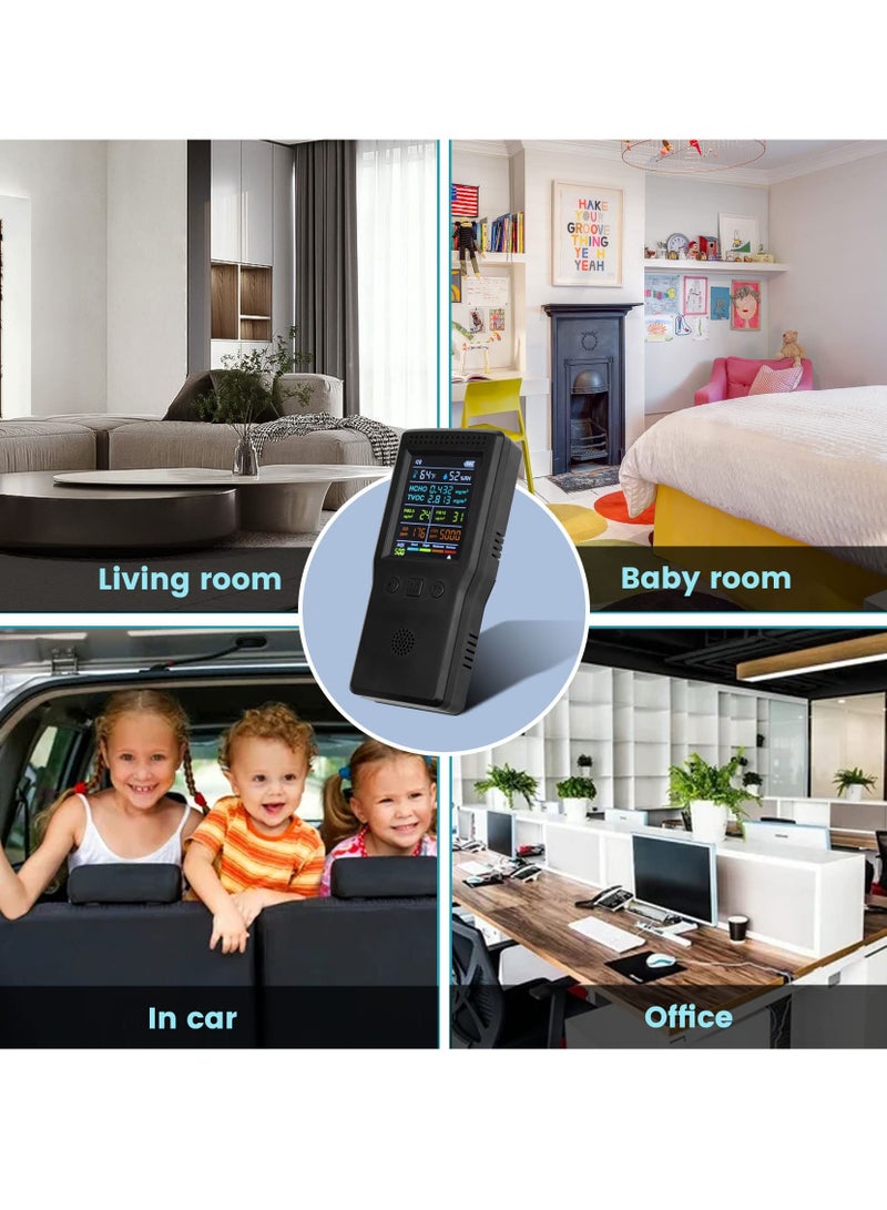 9 in 1 Air Quality Monitor, Formaldehyde Detector Indoor, Temperature & Humidity Meter, Pollution Tester, Sensor, Detect PM2.5/PM10 Monitor, Test Indoor HCHO TVOC Volatile Organic Compound Gas - Image 4