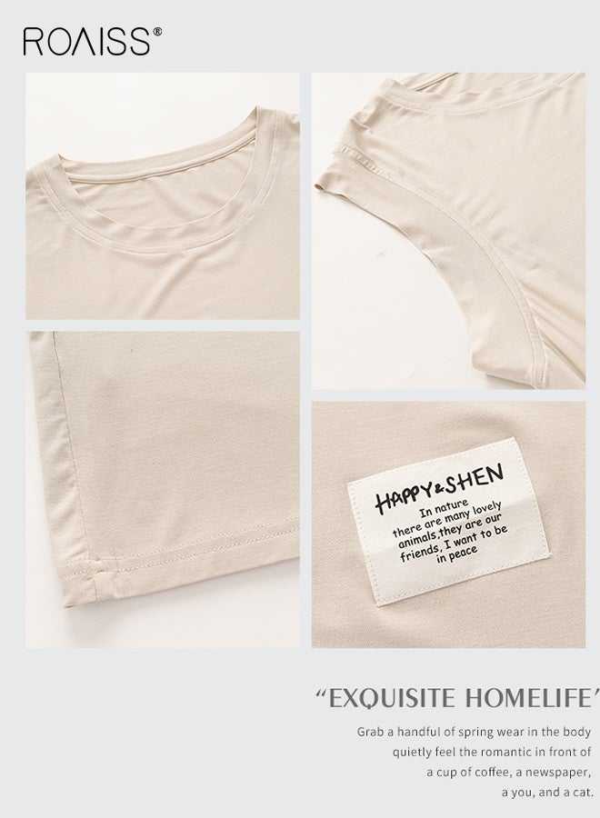 رويس طقم بيجامة رجالي صيفي برقبة دائرية قابلة للتنفس فضفاض بمقاس كبير بدون أكمام وقميص داخلي قصير ملابس مريحة غير رسمية بخصر مرن وملابس نوم - Image 2