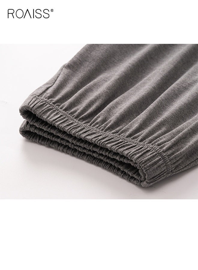 رويس طقم بيجامة رجالي صيفي برقبة دائرية قابلة للتنفس فضفاض بمقاس كبير بدون أكمام وقميص داخلي قصير ملابس مريحة غير رسمية بخصر مرن وملابس نوم - Image 3