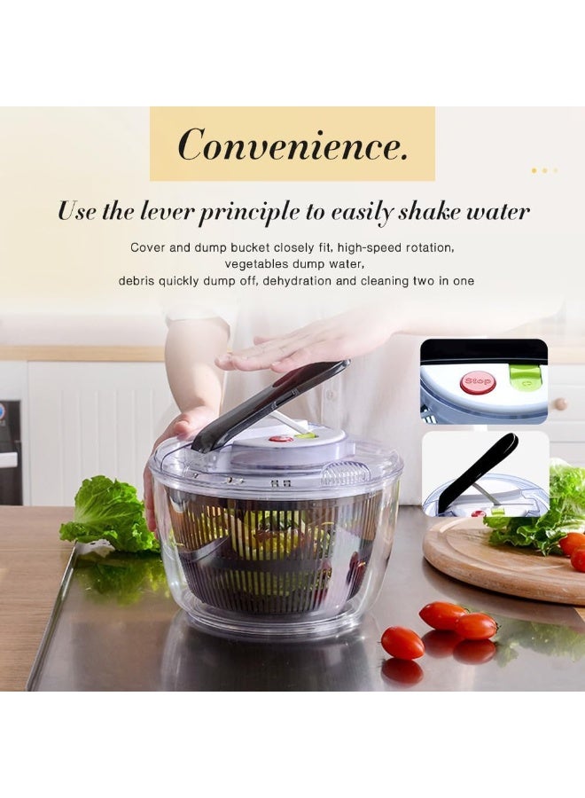 Halamine Salad Spinner, Multifunction Manual Salad Spinner, Lettuce Dryer and Vegetable Washer, BPA Free, Draining Lettce and Vegetable with Ease, For Salad Greens, Lettuce, Fruits and Vegetables/5L - Image 4