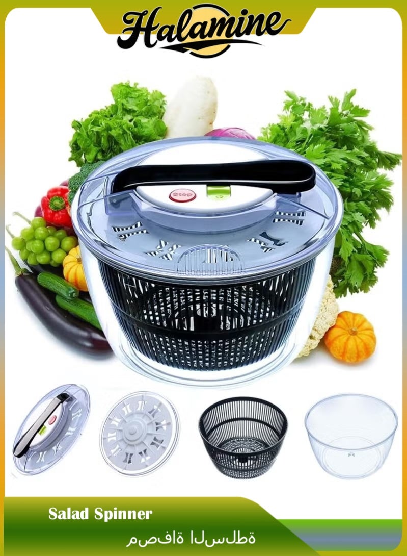 Halamine Salad Spinner, Multifunction Manual Salad Spinner, Lettuce Dryer and Vegetable Washer, BPA Free, Draining Lettce and Vegetable with Ease, For Salad Greens, Lettuce, Fruits and Vegetables/5L - Image 1