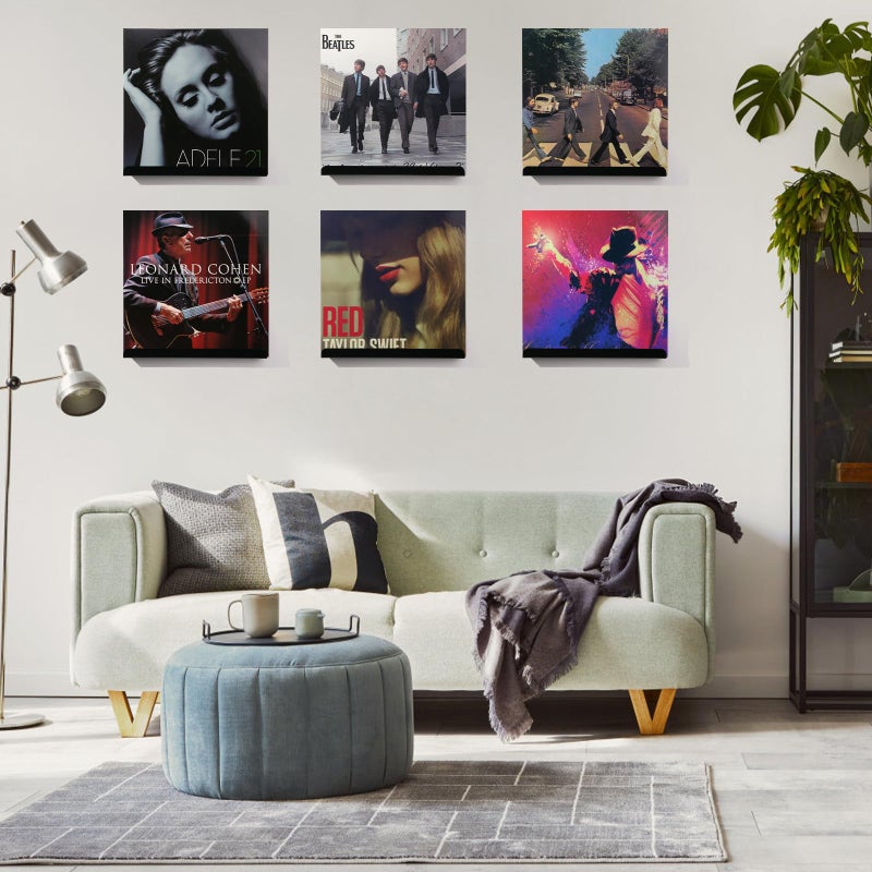 Meaocer Vinyl Record Shelf Wall Mount, 6 Pack 12 inch Black Acrylic Album Record Holder Display, Kids Bookshelf, Floating Wall Shelves for Bathroom, Bedroom, Living Room, Kitchen, Office - Image 2