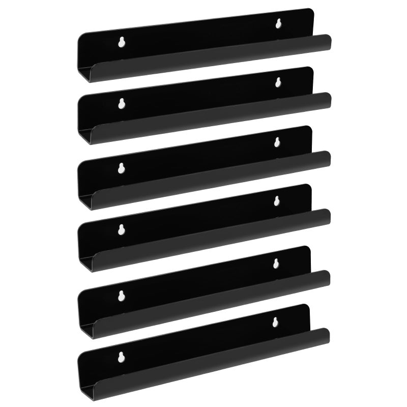 Meaocer Vinyl Record Shelf Wall Mount, 6 Pack 12 inch Black Acrylic Album Record Holder Display, Kids Bookshelf, Floating Wall Shelves for Bathroom, Bedroom, Living Room, Kitchen, Office - Image 3