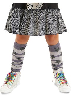 Mshb&G Gray Striped Starry Girls Leggings  - Image 1