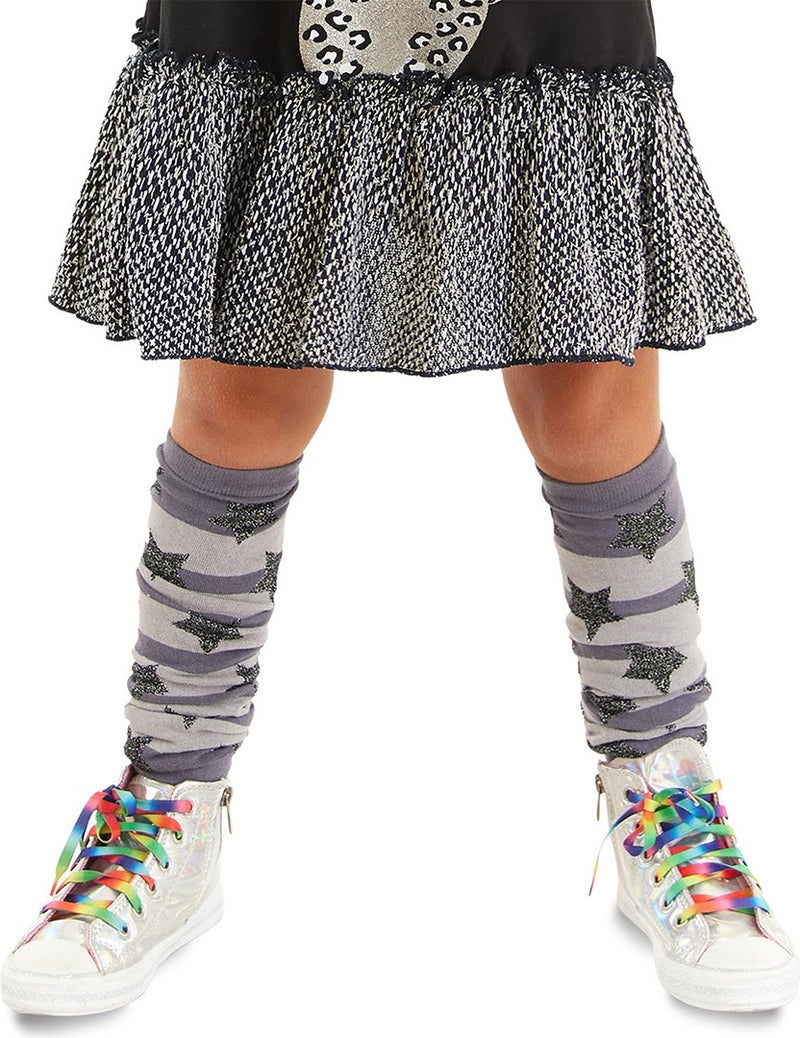 Mshb&G Gray Striped Starry Girls Leggings  - Image 1
