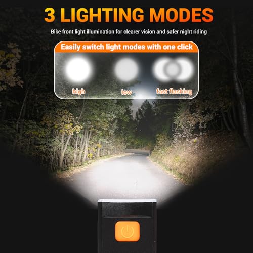 VICTGOAL Cycle Light Type-C Rechargeable Front Light for Cycle Waterproof High Bright Anti-Glare Bicycle Light with 3 Lighting Modes for Night Riding (Black) - Image 2