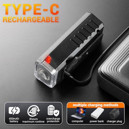 VICTGOAL Cycle Light Type-C Rechargeable Front Light for Cycle Waterproof High Bright Anti-Glare Bicycle Light with 3 Lighting Modes for Night Riding (Black) - Image 3