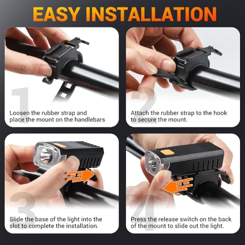 VICTGOAL Cycle Light Type-C Rechargeable Front Light for Cycle Waterproof High Bright Anti-Glare Bicycle Light with 3 Lighting Modes for Night Riding (Black) - Image 5