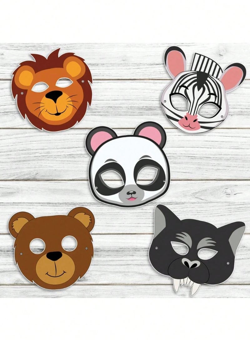 Birthday Decoration Animal Masks – Set of 20 Jungle Animal Designs A set of 20 animal masks featuring various jungle animal shapes in different sizes. Each mask is equipped with an elastic strap that easily fits all head sizes. Perfect for birthday parties, themed celebrations, and school activities.  - Image 5