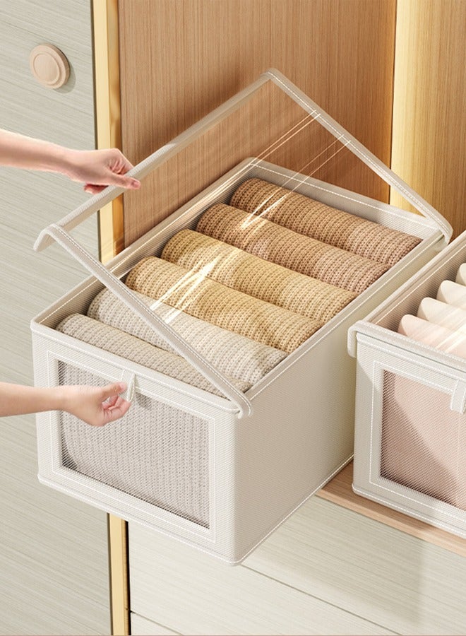 3 قطع منظم ملابس خزانة صندوق ملابس قابل للطي، حاويات تخزين خزانة لتنظيم الملابس والألعاب، مع غطاء شفاف مرئي (40*25*20 سم) - Image 1