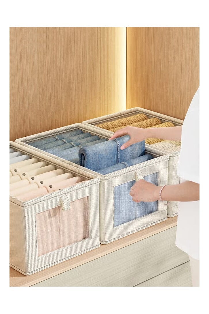 3 قطع منظم ملابس خزانة صندوق ملابس قابل للطي، حاويات تخزين خزانة لتنظيم الملابس والألعاب، مع غطاء شفاف مرئي (40*25*20 سم) - Image 4