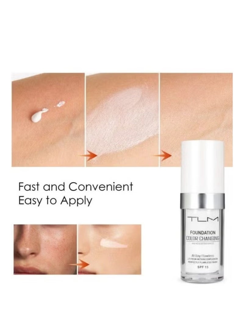 TLM Colour Changing Foundation for Different Skin Tone, Foundation Makeup Base Nude Face Liquid Full Coverage Concealer, TLM Concealer Cover Cream - Image 3