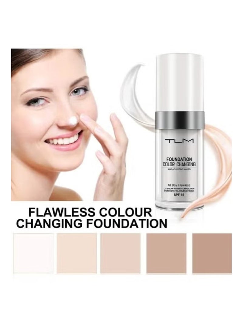 TLM Colour Changing Foundation for Different Skin Tone, Foundation Makeup Base Nude Face Liquid Full Coverage Concealer, TLM Concealer Cover Cream - Image 2