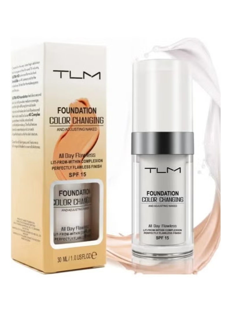 TLM Colour Changing Foundation for Different Skin Tone, Foundation Makeup Base Nude Face Liquid Full Coverage Concealer, TLM Concealer Cover Cream - Image 1