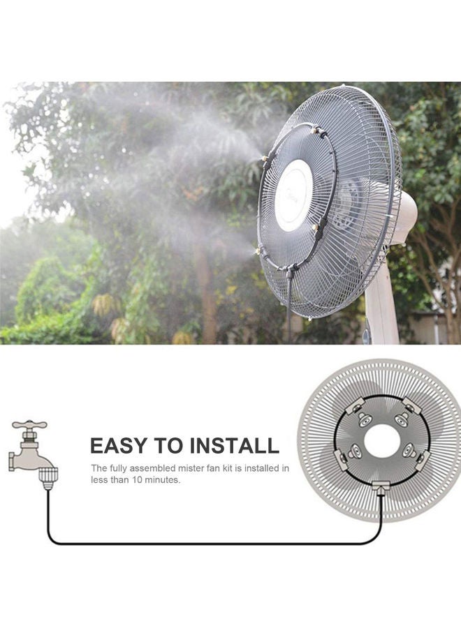 Outdoor Water Misting Fan Kit with Five Brass Nozzles Black/Golden - Image 3