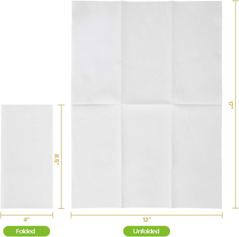 FOCUSLINE 200 Disposable Bathroom Napkins, Linen-Feel Paper Guest Towels, Soft and Absorbent Paper Hand Towels Party Napkins for Bathroom, Kitchen, Dinner, or Event, White, 12" x 17" - Image 2