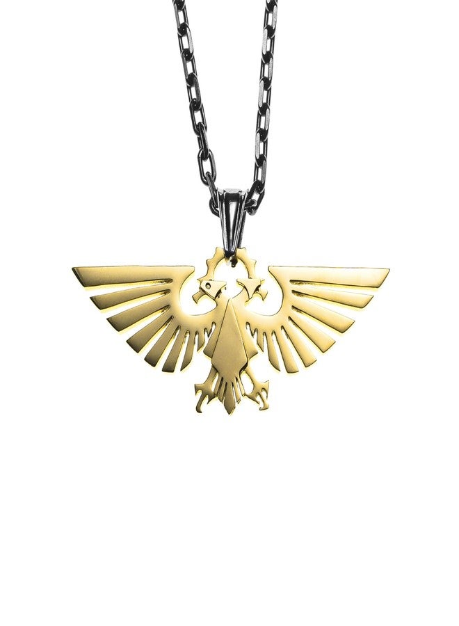 Starforged قلادة رجالية من الفولاذ المقاوم للصدأ مطلية بالذهب، بتصميم شعار النسر الإمبراطوري من لعبة وارهامر 40000، بدون أحجار كريمة. - Image 2