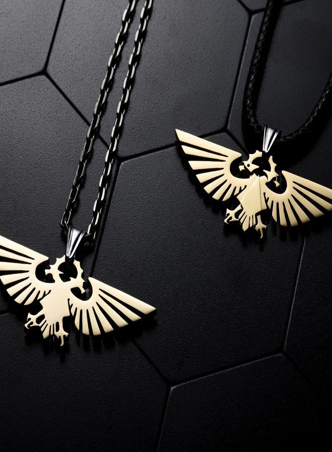 Starforged قلادة رجالية من الفولاذ المقاوم للصدأ مطلية بالذهب، بتصميم شعار النسر الإمبراطوري من لعبة وارهامر 40000، بدون أحجار كريمة. - Image 3