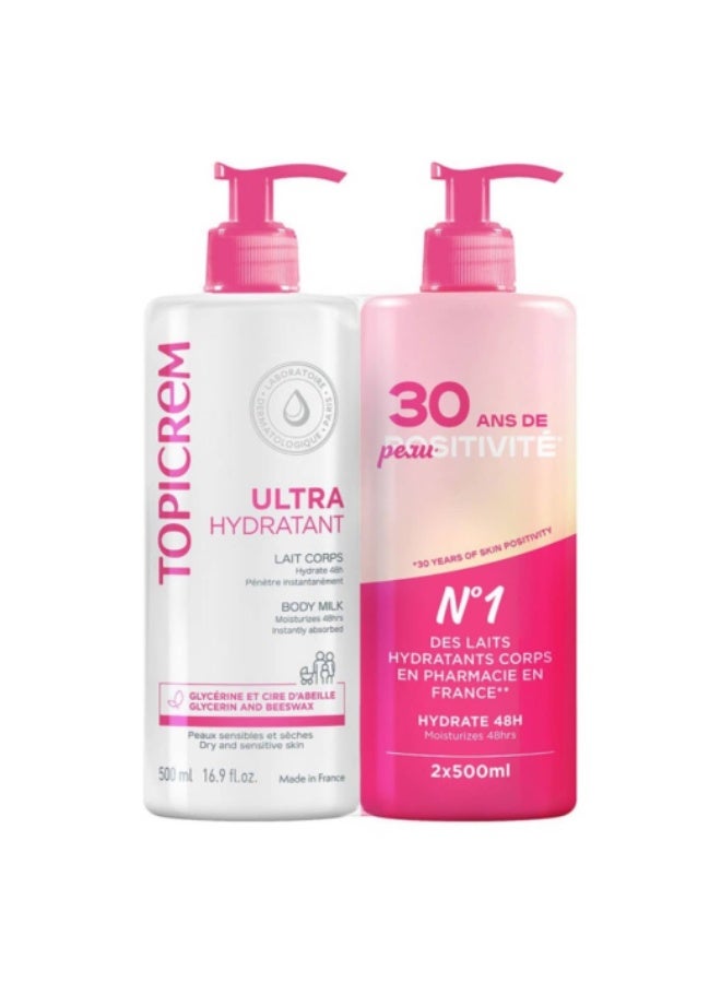 Topicrem Ultra-Hydratant Body Milk Set 2x500ml - Image 1